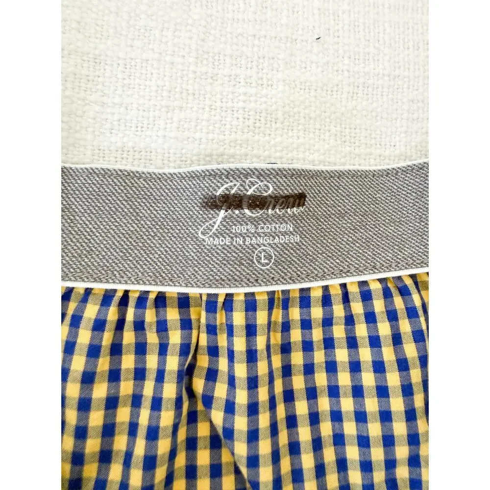 J.Crew | NWT Blue Yellow Gingham Cotton Boxers | Men’s Size L